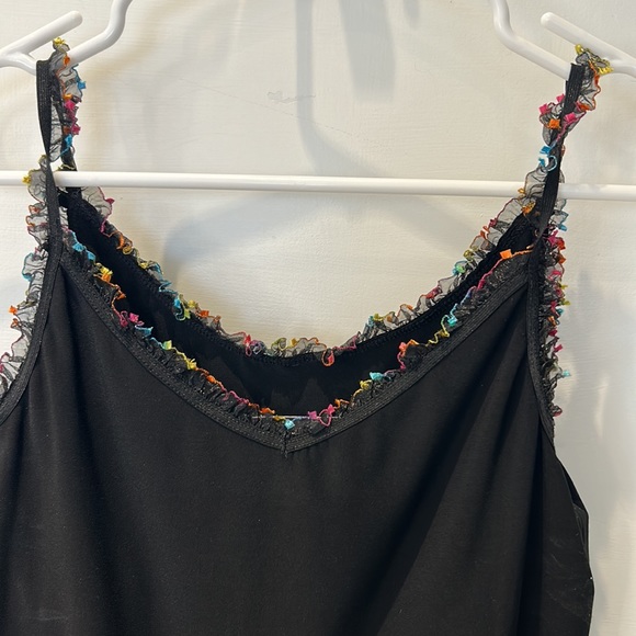 Black tank top with coloured trim - Picture 2 of 4